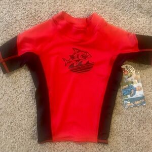 Kids Red Shark Swim Shirt 18Mos